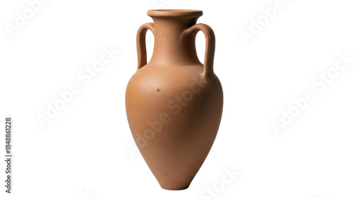 Isolated classical clay vase, Greek amphora, vintage earthenware for flowers, terracotta art