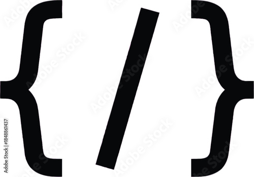 Curly Braces and Forward Slash: Abstract Symbol for Programming, Web Development, Software Engineering, and Digital Technology Concepts