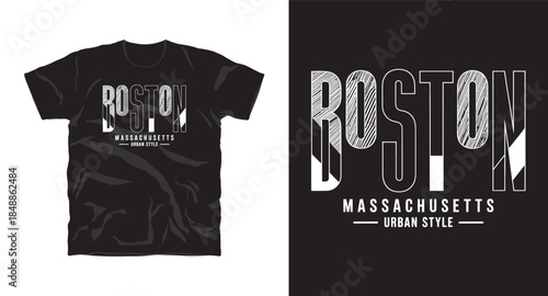 Boston massachusetts urban style typography t-shirt design concept