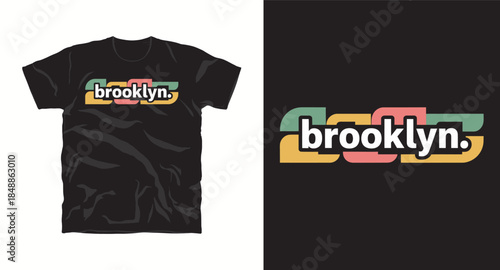 Brooklyn text typography graphic design on black t shirt apparel