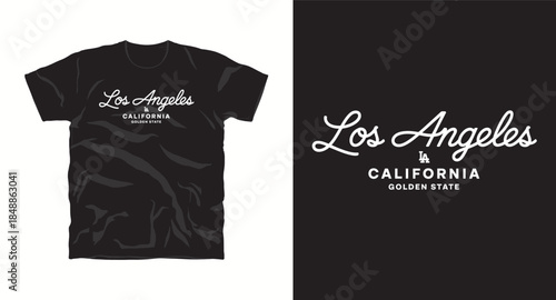 Los Angeles california golden state text typography t shirt