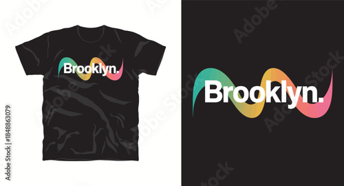 Brooklyn text typography graphic design on black t shirt apparel