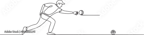 One continuous line drawing of Petanque sports vector illustration. one line Art icon drawing