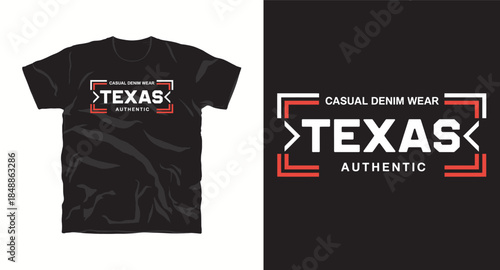 Texas casual denim wear authentic t-shirt design with modern typography for apparel