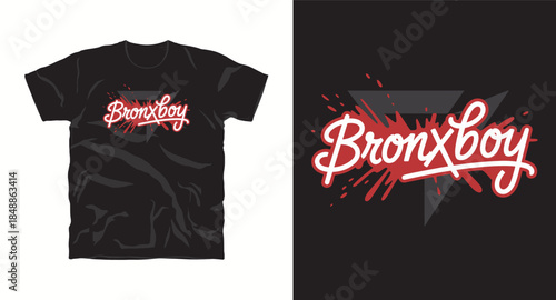 bronx boy typography t shirt design with splash effect