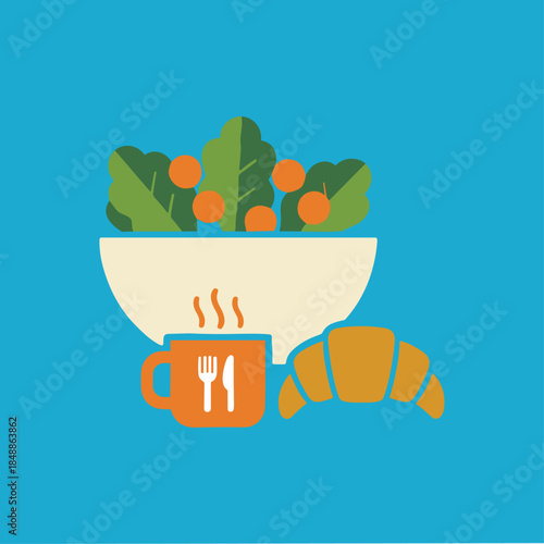 Breakfast icon logo flat vector design