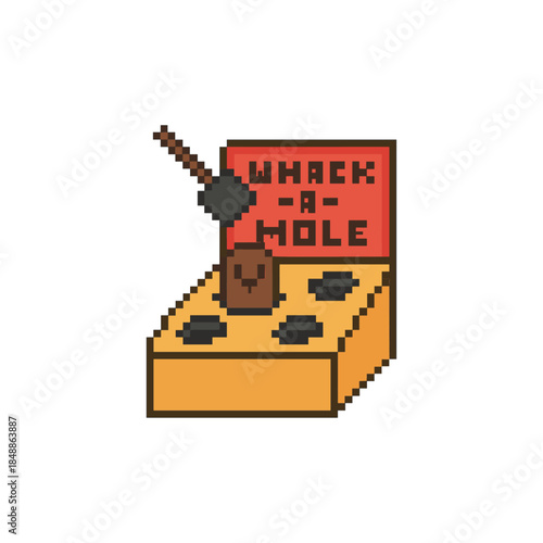Pixelated whack a mole icon logo flat vector design