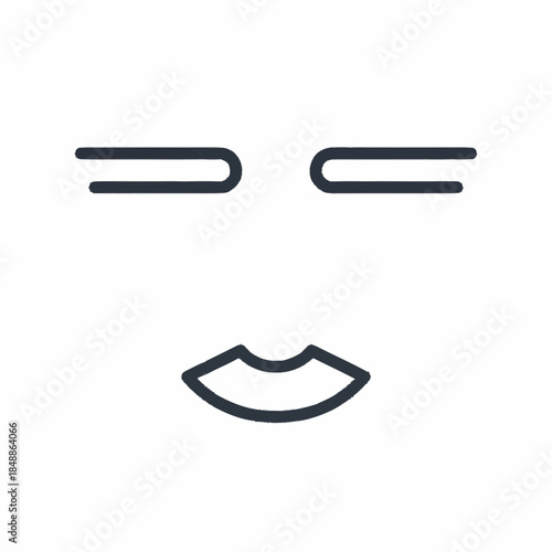 Minimalist Face Icon with Closed Eyes and Lips.