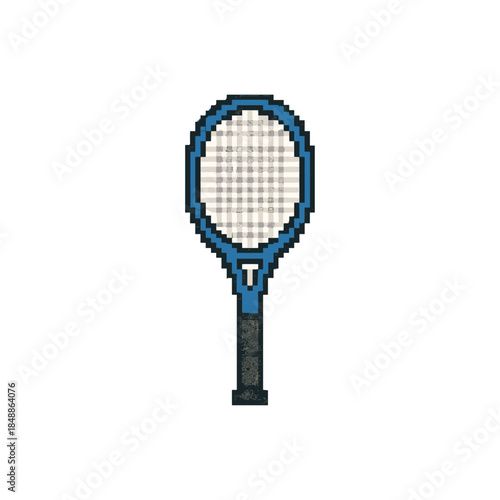 Pixelated long tennis bat icon logo flat vector design