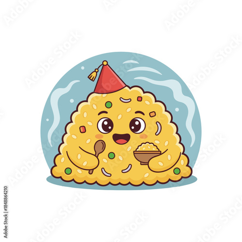Pilaf cartoon icon logo flat vector design
