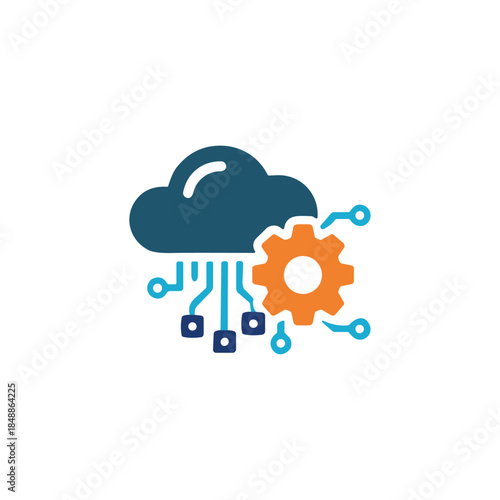 Infrastructure as a Service, Iaas icon logo flat vector design