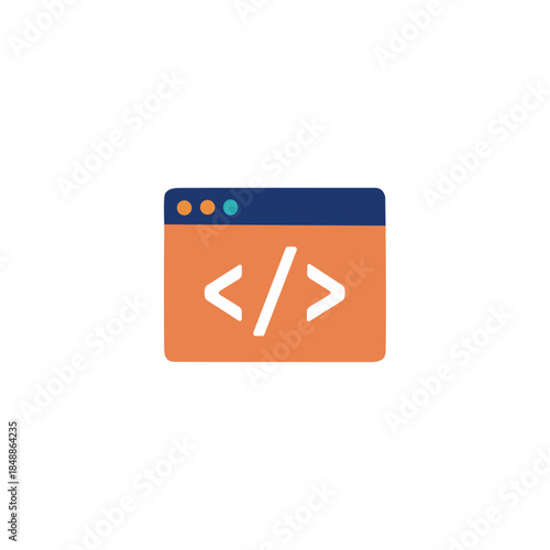 Coding icon logo flat vector design