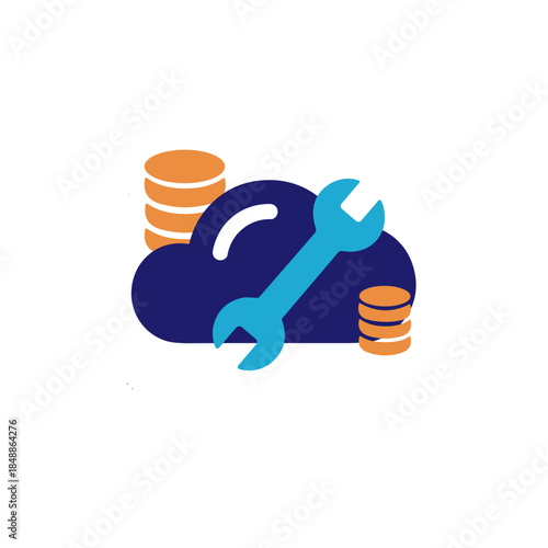 Cloud storage service icon logo flat vector design