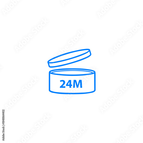PAO 24M, Period after opening symbol icon logo flat vector design