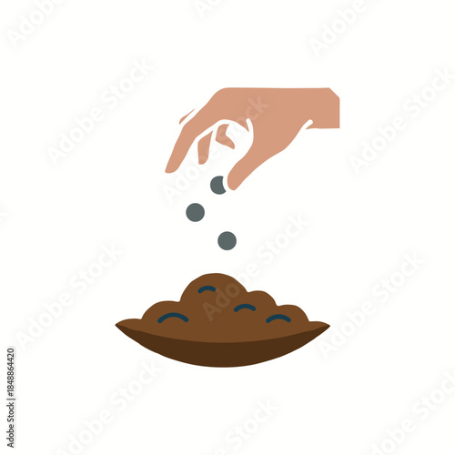 Planting seed icon logo flat vector design