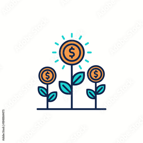 Profit, Economic growth icon logo flat vector design