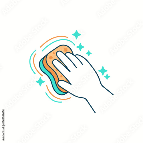 Cleaning, Polishing icon logo flat vector design