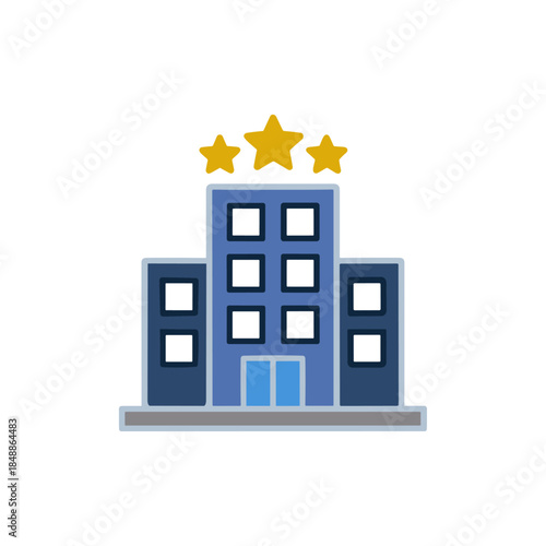 Hotel, 3 star hotel icon logo flat vector design