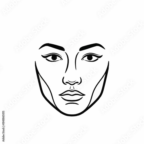 Minimalist Line Art Drawing of a Womans Face.