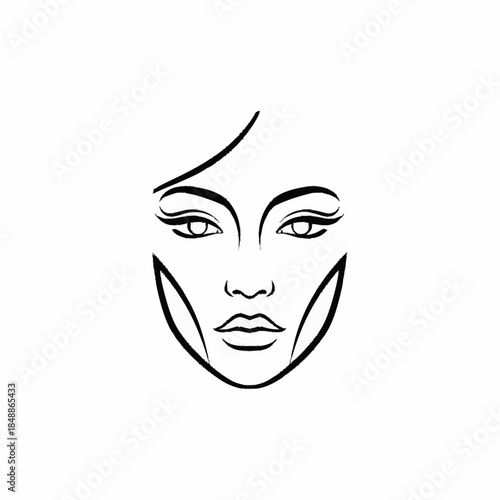 Minimalist Line Art Drawing of a Womans Face.