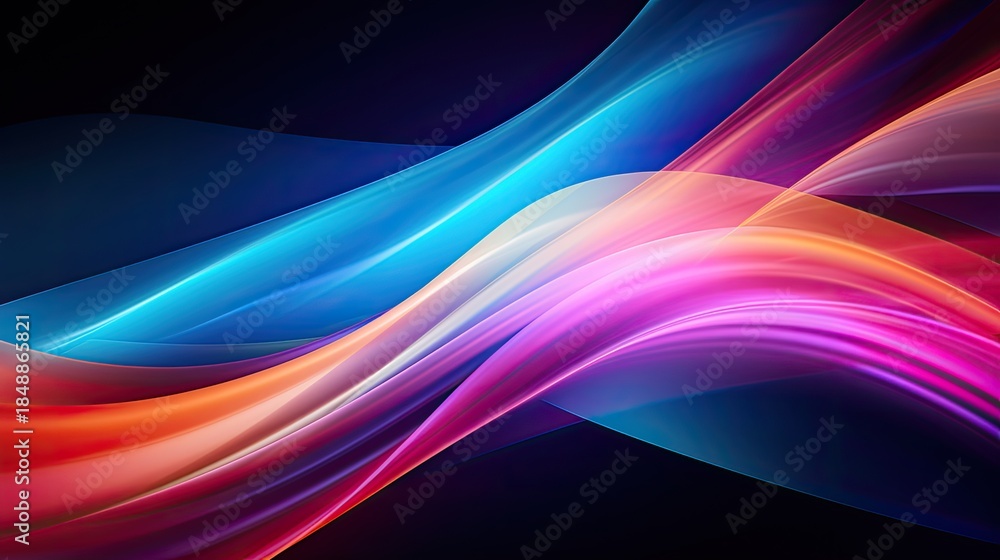 Obraz premium Vibrant colorful abstract waves on dark background for modern design