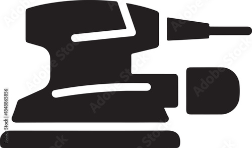 Sleek Black Vector Icon of Belt Sander Tool on White Background for Industrial Use
