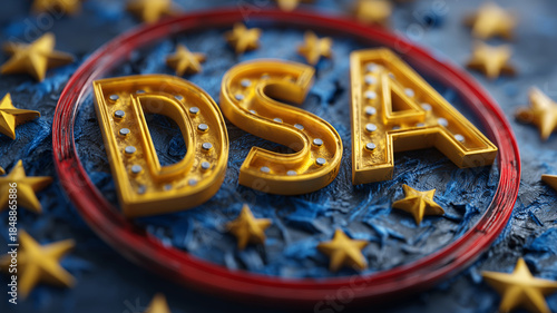 Bright sign lights up in EU blue, capturing attention with humor and charm