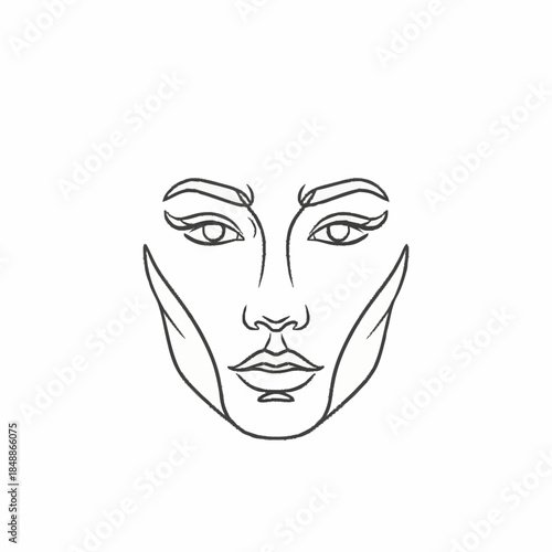 Minimalist Line Art Drawing of a Womans Face.