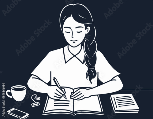 Person writing notes and planning day at home, productivity and organization concept