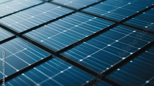 Close-up Detail of Blue Crystalline Photovoltaic Solar Cell Surface with Grid Lines