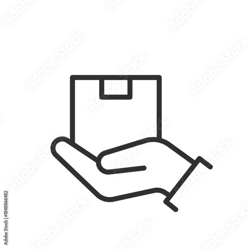 hand holding package outline icon