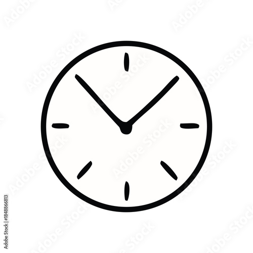 Minimalist hand-drawn outline clock graphic symbolizing time management, schedule planning, and important deadlines for business and everyday reminders