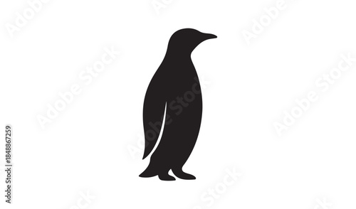 Black Silhouette of a Penguin Standing Tall in Profile