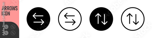 Set of arrow and direction icons in filled and outline styles with multiple color variations. Perfect for UI UX, apps, navigation, swap actions, scroll and interface controls.