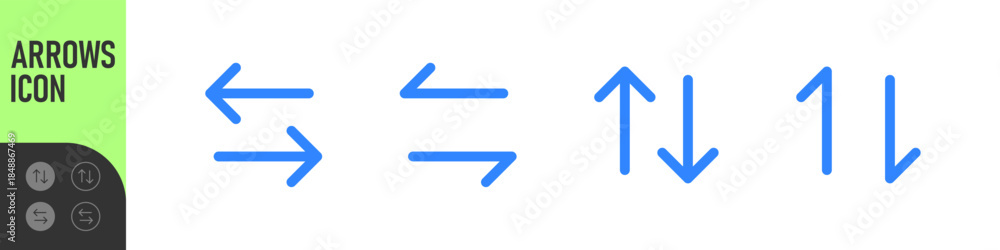 Fototapeta premium Set of arrow and direction icons in different styles with multiple color variations. Perfect for UI UX, apps, navigation, swap actions, scroll and interface controls.