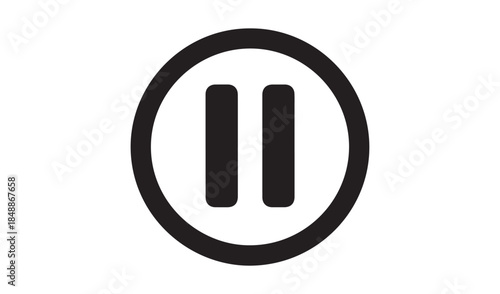 Black Pause Button Icon within a Circle, Symbolizing Control and Interruption