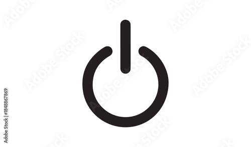 Power button symbol, clean black icon on white background, representing start, on, off, or control.