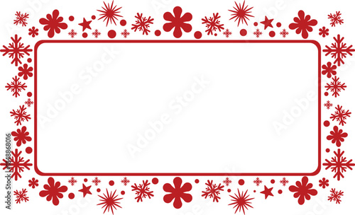 Decorative Red Christmas Frame with Snowflake Ornament Border