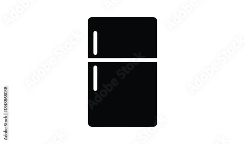 Simple black icon of a refrigerator, representing food storage, kitchen appliances, and home cooling.