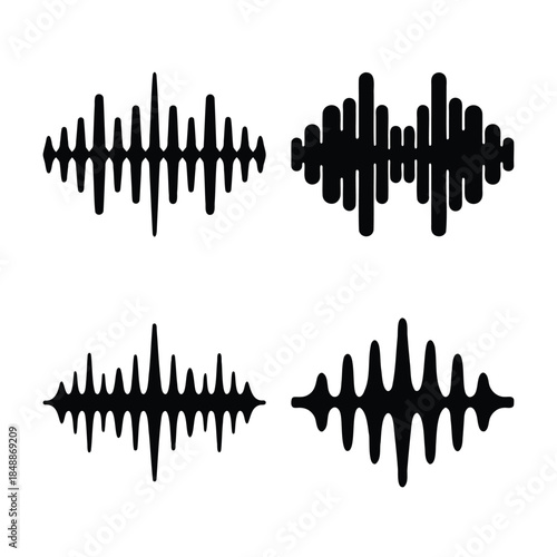 Audio spectrum sound waves visualization set on white background