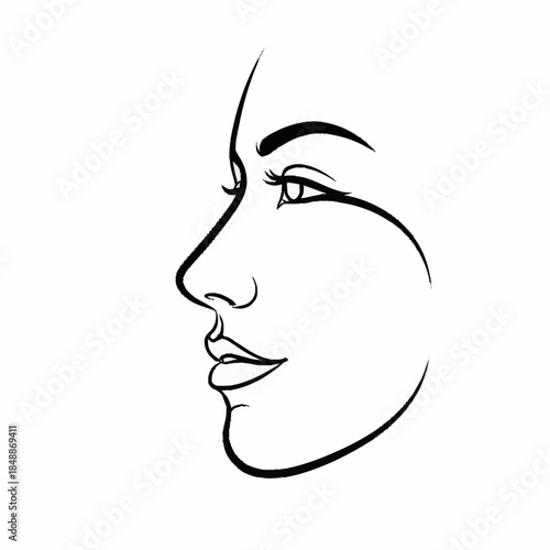 Minimalist Line Art Profile of a Womans Face.