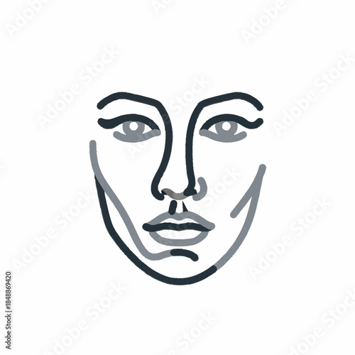 Minimalist Line Art Portrait of a Womans Face.
