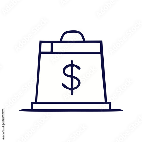 A shopping bag with a dollar sign symbolizing commerce and financial transactions, ideal for business and retail themes