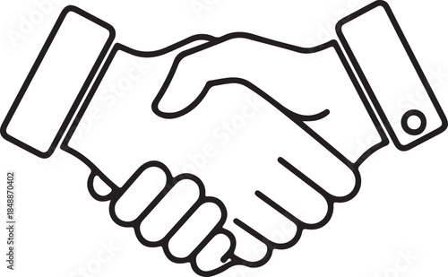 Handshake Icon – Business Agreement, Partnership, Cooperation, Deal, Trust Symbol in Minimalist Line Art Style