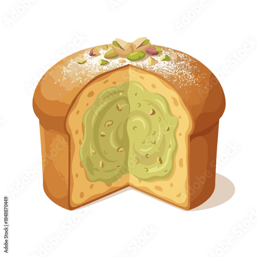 Flat Vector Matcha Tiramisu Cake Slice