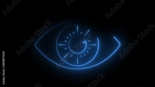 Human Eye Vision Scan Neon Blue Line Animation