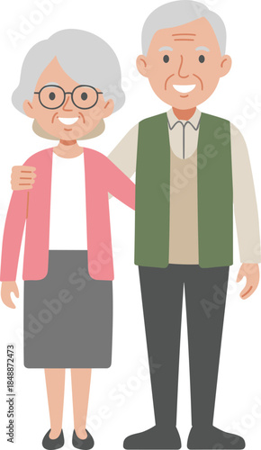 Elderly Couple Smiling and Standing Together gray hair