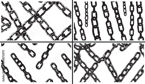 Chain Vector Illustration, Decorative Chain Border, Metal Link Design, Seamless Chain Pattern, Industrial Ornament Art, Hand Drawn Chain Icons, Frame Border Vector, Chain Surface Design, Decorative Bo