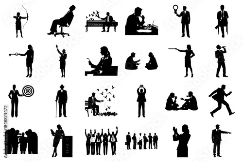 Business People Silhouettes Diverse Activities woman