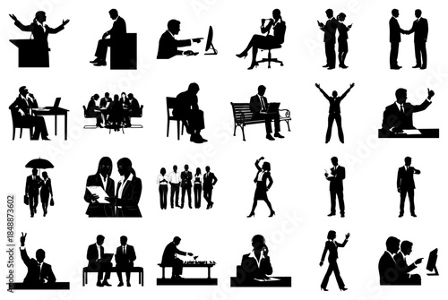 Business Silhouettes Collection Diverse Professional Scenarios Keywords: business, silhouette